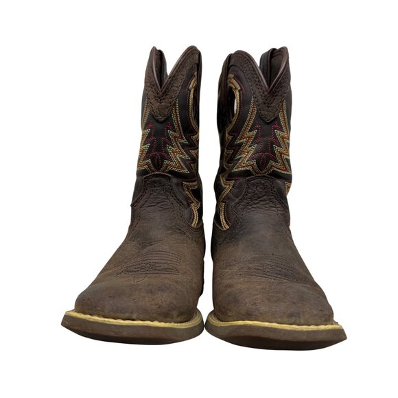 Durango Lil' Rebel Pro Brown Leather Square toe 8" Western Cowboy Boot Kids 2M - Picture 4 of 12